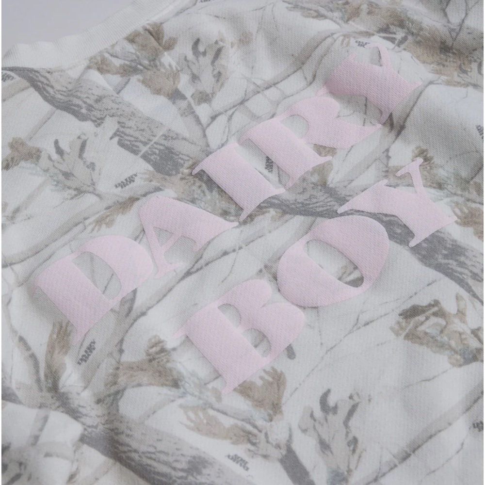 Dairy Boy Woodland Camo Crewneck RARE Pink Puff Logo 💕✨